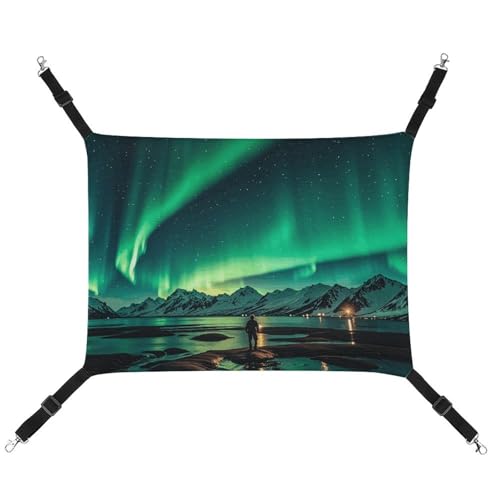 AQRJLPM Dark Northern Lights Haustier-Hängematte mit verstellbaren Gurten und Metallhaken, Hängebett, weich, atmungsaktiv, für Katzen, Welpen, Kaninchen, Kleintiere AQRJLPM Dark Northern Lights Haustier-Hängematte mit verstellbaren Gurten und Metallhaken, Hängebett, weich, atmungsaktiv, für Katzen, Welpen, Kaninchen, Kleintiere von AQRJLPM