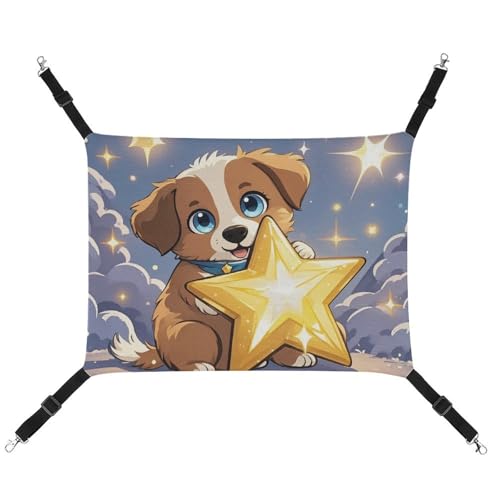 AQRJLPM Happy Little Dog Haustier-Hängematte mit verstellbaren Trägern und Metallhaken, Hängebett, weich, atmungsaktiv, für Katzen, Welpen, Kaninchen, Kleintiere AQRJLPM Happy Little Dog Haustier-Hängematte mit verstellbaren Trägern und Metallhaken, Hängebett, weich, atmungsaktiv, für Katzen, Welpen, Kaninchen, Kleintiere von AQRJLPM