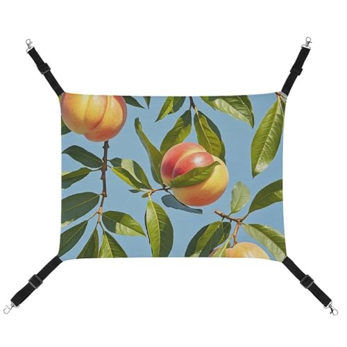 AQRJLPM Haustier-Hängematte mit Pfirsichblättern, verstellbare Gurte und Metallhaken, zum Aufhängen, weich, atmungsaktiv, für Katzen, Welpen, Kaninchen, Kleintiere von AQRJLPM