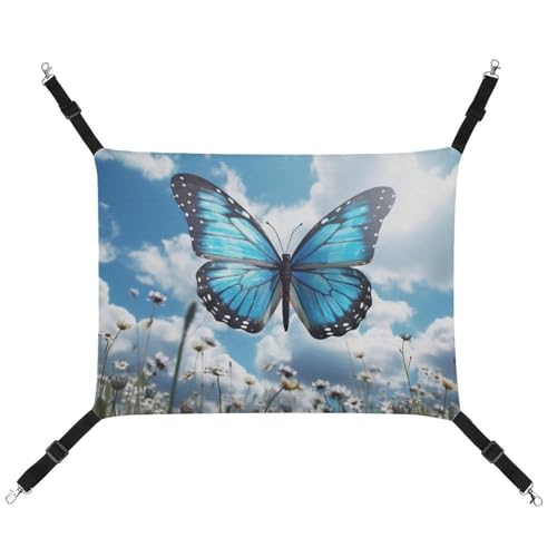 AQRJLPM Haustier-Hängematte mit Schmetterlingen und Wolken, mit verstellbaren Riemen und Metallhaken, zum Aufhängen, weich, atmungsaktiv, für Katzen, Welpen, Kaninchen, Kleintiere, Blau AQRJLPM Haustier-Hängematte mit Schmetterlingen und Wolken, mit verstellbaren Riemen und Metallhaken, zum Aufhängen, weich, atmungsaktiv, für Katzen, Welpen, Kaninchen, Kleintiere, Blau von AQRJLPM