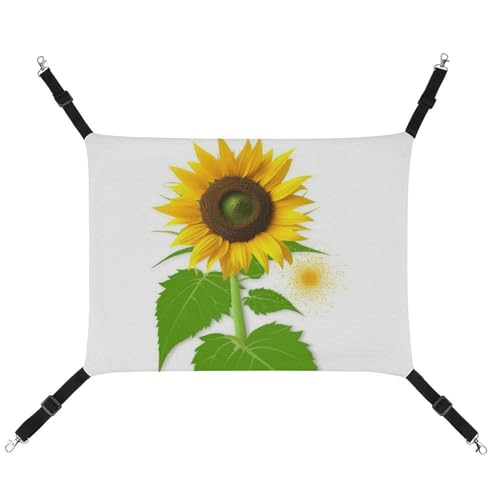 AQRJLPM Haustier-Hängematte mit Sonnenblumen- und Unkrautmotiv, mit verstellbaren Riemen und Metallhaken, zum Aufhängen, weich, atmungsaktiv, für Katzen, Welpen, Kaninchen, Kleintiere AQRJLPM Haustier-Hängematte mit Sonnenblumen- und Unkrautmotiv, mit verstellbaren Riemen und Metallhaken, zum Aufhängen, weich, atmungsaktiv, für Katzen, Welpen, Kaninchen, Kleintiere von AQRJLPM