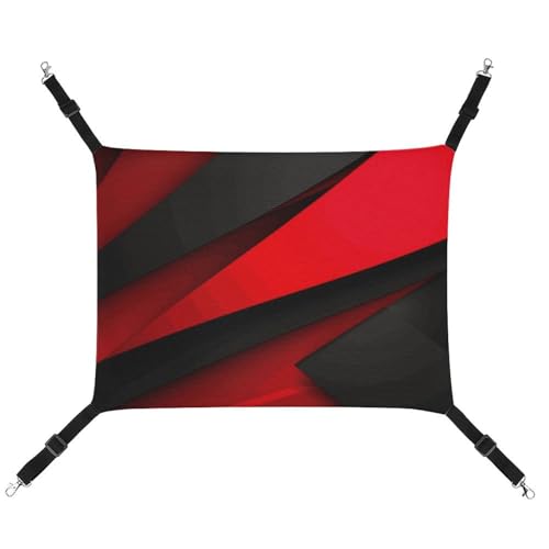 AQRJLPM Haustier-Hängematte mit verstellbaren Riemen und Metallhaken, zum Aufhängen, weich, atmungsaktiv, für Katzen, Welpen, Kaninchen, Kleintiere, Rot / Schwarz von AQRJLPM