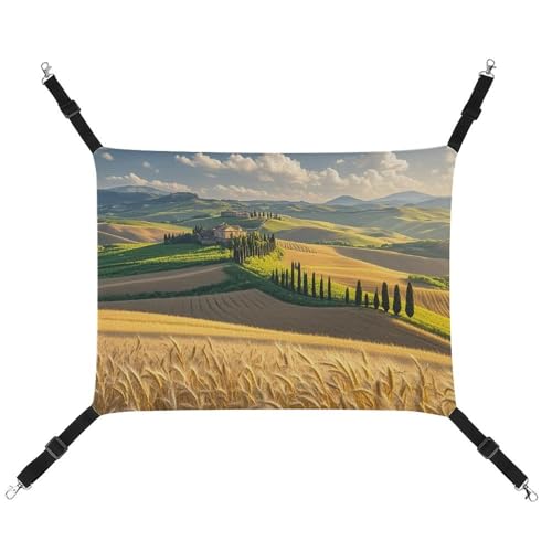 AQRJLPM Italienische toskanische Haustier-Hängematte mit verstellbaren Riemen und Metallhaken, Hängebett, weich, atmungsaktiv, Schlafhängematte für Katzen, Welpen, Kaninchen, Kleintiere von AQRJLPM