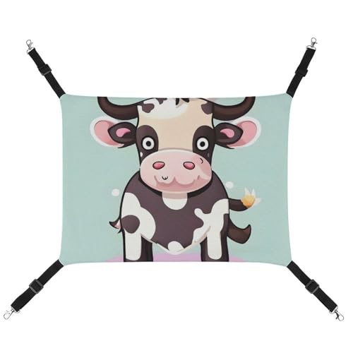 AQRJLPM Niedliche schwarze Kuh-Haustier-Hängematte mit verstellbaren Riemen und Metallhaken, Hängebett, weich, atmungsaktiv, für Katzen, Welpen, Kaninchen, Kleintiere AQRJLPM Niedliche schwarze Kuh-Haustier-Hängematte mit verstellbaren Riemen und Metallhaken, Hängebett, weich, atmungsaktiv, für Katzen, Welpen, Kaninchen, Kleintiere von AQRJLPM