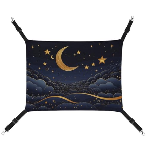 AQRJLPM Stars and Moon Haustier-Hängematte mit verstellbaren Riemen und Metallhaken, Hängebett, weich, atmungsaktiv, Schlafhängematte für Katzen, Welpen, Kaninchen, Kleintiere AQRJLPM Stars and Moon Haustier-Hängematte mit verstellbaren Riemen und Metallhaken, Hängebett, weich, atmungsaktiv, Schlafhängematte für Katzen, Welpen, Kaninchen, Kleintiere von AQRJLPM