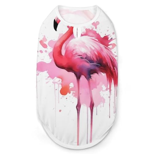 Flamingo-Wasserfarben-Hunde-Shirt, schnell trocknend, atmungsaktiv, weich, dehnbar, ärmellos, Größe S Flamingo-Wasserfarben-Hunde-Shirt, schnell trocknend, atmungsaktiv, weich, dehnbar, ärmellos, Größe S von AQRJLPM