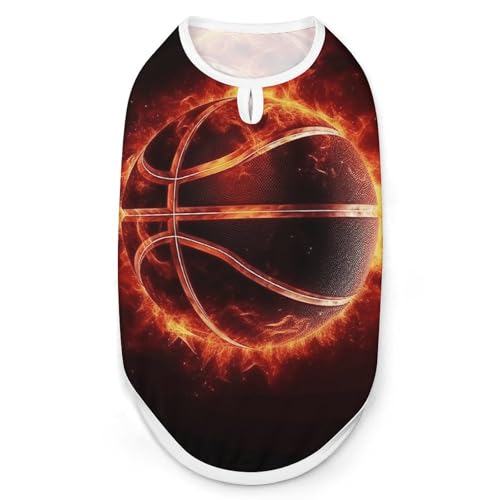 Hunde-Shirt, Basketball im Feuer, schnell trocknend, atmungsaktiv, weich, dehnbar, ärmellos, Hundebekleidung, Größe XXL Hunde-Shirt, Basketball im Feuer, schnell trocknend, atmungsaktiv, weich, dehnbar, ärmellos, Hundebekleidung, Größe XXL von AQRJLPM