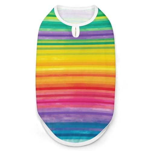 Hunde-Shirt, Regenbogenfarben, gestreift, schnell trocknend, atmungsaktiv, weich, dehnbar, ärmellos, Größe M Hunde-Shirt, Regenbogenfarben, gestreift, schnell trocknend, atmungsaktiv, weich, dehnbar, ärmellos, Größe M von AQRJLPM