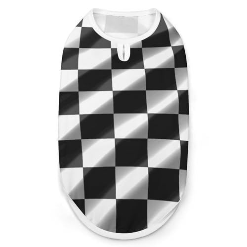 Hunde-Shirt, karierte Flagge, schnelltrocknend, atmungsaktiv, weich, dehnbar, ärmellos, Größe S, Schwarz / Weiß Hunde-Shirt, karierte Flagge, schnelltrocknend, atmungsaktiv, weich, dehnbar, ärmellos, Größe S, Schwarz / Weiß von AQRJLPM