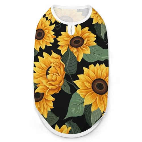 Hunde-Shirt mit Sonnenblumenmuster, schnell trocknend, atmungsaktiv, weich, dehnbar, ärmellos, Größe XL Hunde-Shirt mit Sonnenblumenmuster, schnell trocknend, atmungsaktiv, weich, dehnbar, ärmellos, Größe XL von AQRJLPM