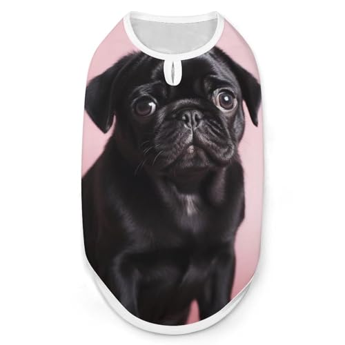 Hundeshirt mit niedlichem Mops, schnell trocknend, atmungsaktiv, weich, dehnbar, ärmellos, Größe S, Schwarz von AQRJLPM