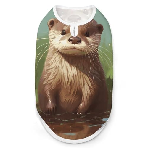 Hundeshirt mit süßem Ottermotiv, schnell trocknend, atmungsaktiv, weich, dehnbar, ärmellos, Hundebekleidung, Größe XXL von AQRJLPM