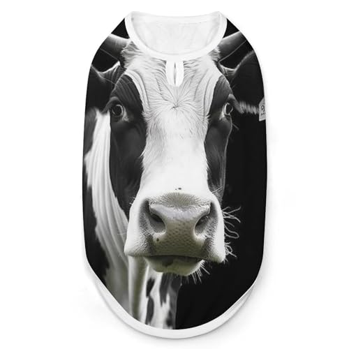 Lustiges Hunde-Shirt mit Kuhkopf, schnell trocknend, atmungsaktiv, weich, dehnbar, ärmellos, Hundebekleidung, Größe L von AQRJLPM