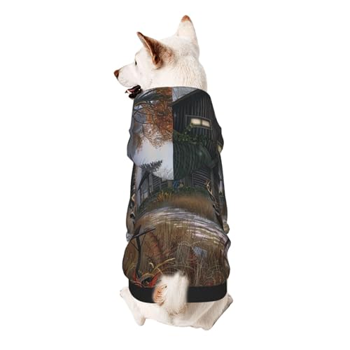 Hunde-Kapuzenpullover mit Hirschjagd-Motiv, weich, gemütlich und atmungsaktiv, niedliche Haustierkleidung für Hunde, Katzen, kleine Haustiere, Größe XL von AQRJLPO