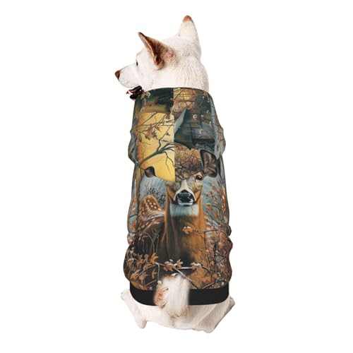 Hunde-Kapuzenpullover mit Hirschmotiv, weich, gemütlich und atmungsaktiv, niedliches Haustier-Sweatshirt für Hunde, Katzen, kleine Haustiere, Größe S von AQRJLPO