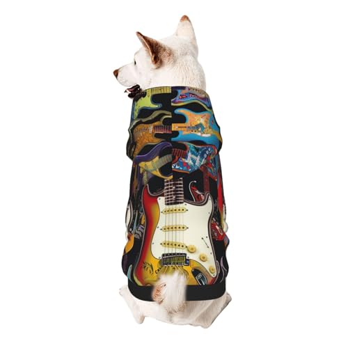 Hunde-Kapuzenpullover mit Kunstgitarrenmuster, weich, gemütlich und atmungsaktiv, niedliche Haustierkleidung für Hunde, Katzen, kleine Haustiere, Größe XXL von AQRJLPO
