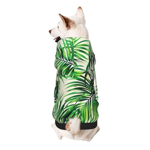 Hunde-Kapuzenpullover mit Palmengrünen Blättern, weich, gemütlich und atmungsaktiv, niedliche Haustierkleidung für Hunde, Katzen, kleine Haustiere, Größe XL von AQRJLPO