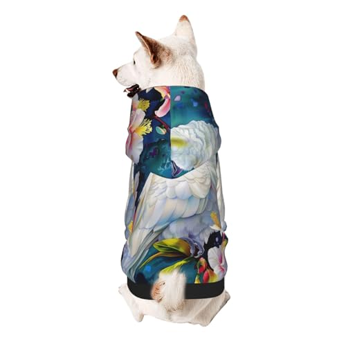 Hunde-Kapuzenpullover mit schönem Kakadu-Vogel-Blumendruck, weich, gemütlich und atmungsaktiv, Haustier-Sweatshirt, niedliche Haustierkleidung für Hunde, Katzen, kleine Haustiere, Größe XXL Hunde-Kapuzenpullover mit schönem Kakadu-Vogel-Blumendruck, weich, gemütlich und atmungsaktiv, Haustier-Sweatshirt, niedliche Haustierkleidung für Hunde, Katzen, kleine Haustiere, Größe XXL von AQRJLPO