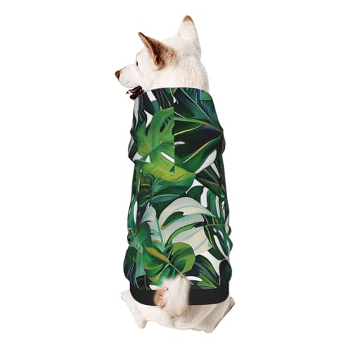 Hunde-Kapuzenpullover mit tropischen Blättern, weich, gemütlich und atmungsaktiv, niedliche Haustierkleidung für Hunde, Katzen, kleine Haustiere, Größe S von AQRJLPO