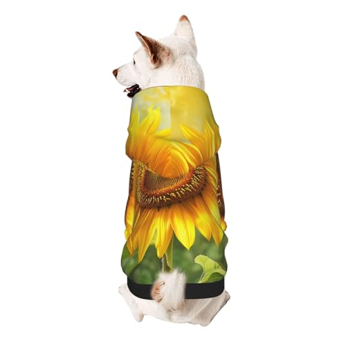Kapuzenpullover mit Sonnenblumen-Aufdruck, weich, gemütlich und atmungsaktiv, niedliche Haustierkleidung für Hunde, Katzen, kleine Haustiere, Größe L von AQRJLPO