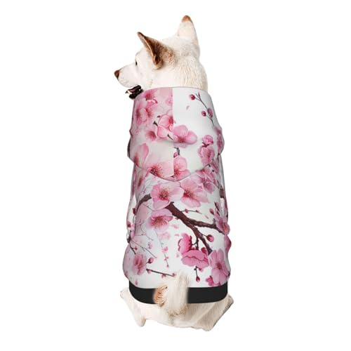 Verlockender Kapuzenpullover mit Kirschblüten-Aufdruck, weich, gemütlich und atmungsaktiv, Haustier-Sweatshirt, niedliche Haustierkleidung für Hunde, Katzen, kleine Haustiere, Größe L von AQRJLPO