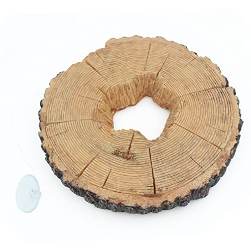 AQUA KT Aquatic Turtle Tree Trunk Round Freistehend Floating Dock Island Klettern Basking Plattform Groß Rutschfest mit Saugnapf, für Teich und Amphibien Reptilien Terrarium Habitat von AQUA KT