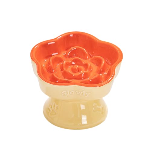 Aquainno Pet Slow Feeder Bowl, Erhöhte und geneigte Keramik Slow Feeder Bowl für Katzen und kleine Hunde, Erhöhter Futternapf für Trocken- und Nassfutter, verhindert Erbrechen und Ersticken (Orange) Aquainno Pet Slow Feeder Bowl, Erhöhte und geneigte Keramik Slow Feeder Bowl für Katzen und kleine Hunde, Erhöhter Futternapf für Trocken- und Nassfutter, verhindert Erbrechen und Ersticken (Orange) von AQUAINNO