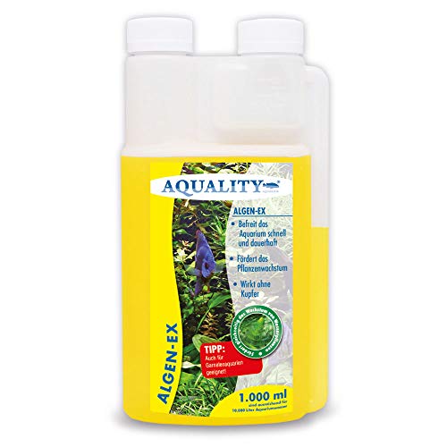 AQUALITY Aquarium Algen-EX (Erstklassiger Algenvernichter, Algenmittel, Algenentferner, Algenstopp - Befreit Fadenalgen, Bartalgen, Kieselalgen, Blau- + Schmieralgen), Inhalt:1 Liter von AQUALITY Aquaristik & Gartenteich