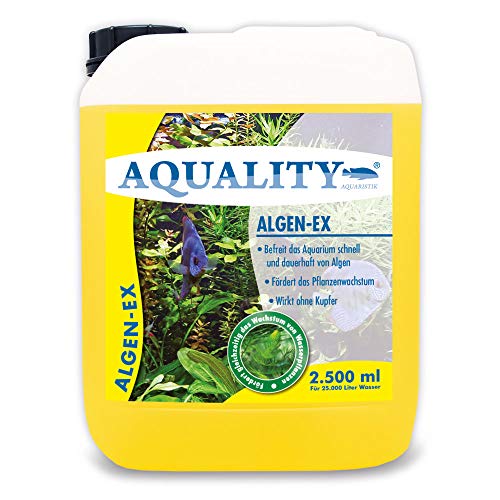 AQUALITY Aquarium Algen-EX (Erstklassiger Algenvernichter, Algenmittel, Algenentferner, Algenstopp - Befreit Fadenalgen, Bartalgen, Kieselalgen, Blau- + Schmieralgen), Inhalt:2.5 Liter von AQUALITY Aquaristik & Gartenteich
