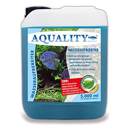 AQUALITY Aquarium Wasseraufbereiter (Macht aus Leitungswasser naturgerechtes Aquariumwasser - Schützt Ihre Fische - Ideal bei Neueinrichtung und Wasserwechsel), Inhalt:5 Liter von AQUALITY Aquaristik & Gartenteich