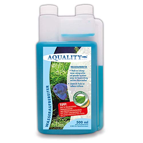 AQUALITY Aquarium Wasseraufbereiter (Macht aus Leitungswasser naturgerechtes Aquariumwasser - Schützt Ihre Fische - Ideal bei Neueinrichtung und Wasserwechsel), Inhalt:0.5 Liter von AQUALITY Aquaristik & Gartenteich