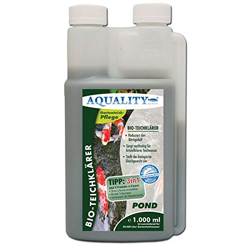 AQUALITY Gartenteich Bio-TeichKlärer 3in1 (Teichklar - Nachhaltig kristallklares Wasser, entfernt deutlich Trübungen im Teich), Inhalt:1 Liter von AQUALITY Aquaristik & Gartenteich