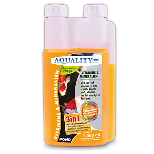 AQUALITY Gartenteich Vitamine & Mineralien Pond 3in1 (Lebenswichtige Fischvitamine für eine erhöhte Abwehrkraft, Vitalität und Laichfreudigkeit), Inhalt:1 Liter von AQUALITY Aquaristik & Gartenteich