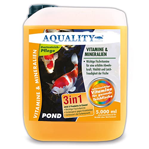 AQUALITY Gartenteich Vitamine & Mineralien Pond 3in1 (Lebenswichtige Fischvitamine für eine erhöhte Abwehrkraft, Vitalität und Laichfreudigkeit), Inhalt:5 Liter von AQUALITY Aquaristik & Gartenteich
