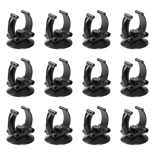AQUANEAT Aquarium-Saugnäpfe mit Clip, schwarz, für 2,8 cm Aquariumheizung und Tauchlicht, Schlauchschlauch, Pflanzen-Aquarium, 12 Stück von AQUANEAT