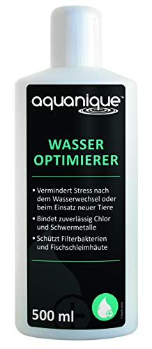 Aquanique Wasseroptimierer 500 ml (für 2.000 l) - Wasserpflegemittel für artgerechtes Aquarienwasser/vermindert Stress nach Wasserwechsel oder Einsatz Neuer Fische/bindet Schwermetalle und Chlor von AQUANIQUE