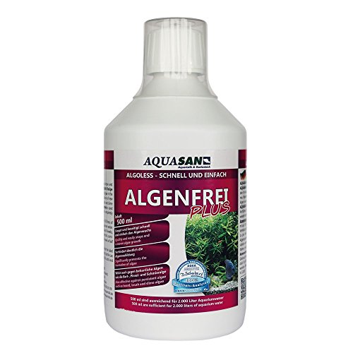 AQUASAN Aquarium Algenfrei Plus (Aquarium Algenvernichter, Algenentferner - Gegen nahezu alle Algen - Bartalgen, Pinselalgen, Schmieralgen), Inhalt:0.5 Liter von AQUASAN Aquaristik & Gartenteich