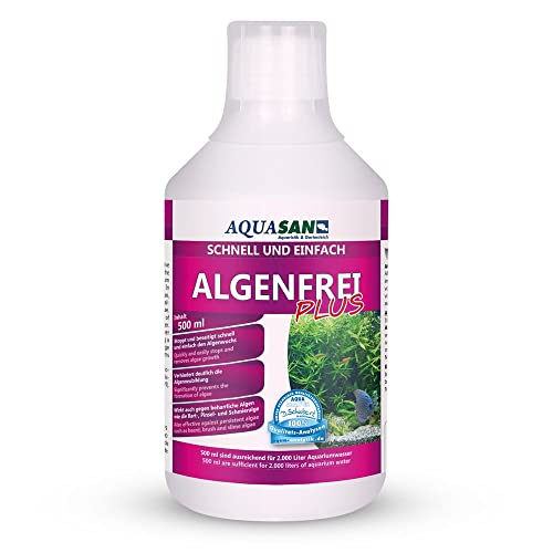 AQUASAN Aquarium Algenfrei Plus (Aquarium Algenvernichter, Algenentferner - Gegen nahezu alle Algen - Bartalgen, Pinselalgen, Schmieralgen), Inhalt:0.5 Liter von AQUASAN Aquaristik & Gartenteich