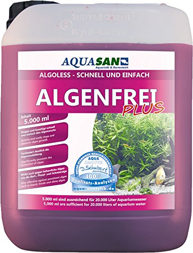 AQUASAN Aquarium Algenfrei Plus (Aquarium Algenvernichter, Algenentferner - Gegen nahezu alle Algen - Bartalgen, Pinselalgen, Schmieralgen), Inhalt:5 Liter von AQUASAN Aquaristik & Gartenteich
