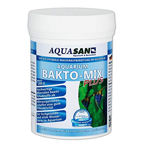 AQUASAN Aquarium BAKTO-Mix Plus 200 g (Wasseraufbereitendes Pflegeprodukt - Leistungsstarke Mikroorganismen und hochwertige Mineralien für kristallklares Wasser) von AQUASAN Aquaristik & Gartenteich