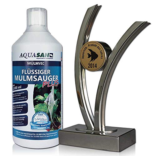 AQUASAN Aquarium Mulmvec Flüssiger Mulmsauger (Keine Mulmglocke + mechanisches Absaugen von Mulm, Schlamm im Aquarium mehr nötig, reduziert Aquariumgeruch), Inhalt:1 Liter von AQUASAN Aquaristik & Gartenteich