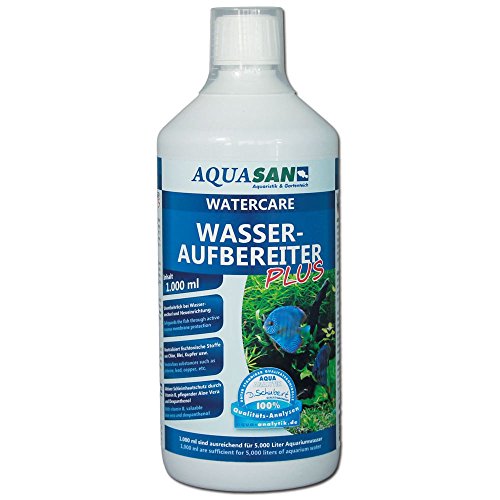 AQUASAN Aquarium WaterCare Wasseraufbereiter Plus (Ideal bei Neueinrichtung und Wasserwechsel im Aquarium - Macht aus Leitungswasser fischgerechtes Aquariumwasser), Inhalt:1 Liter von AQUASAN Aquaristik & Gartenteich