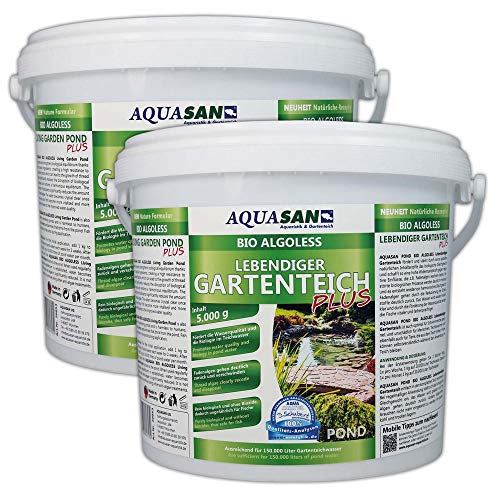AQUASAN Bio Lebendiger Gartenteich Plus (Fördert die Wasserqualität, entfernt Fadenalgen, Schadstoffe, Schwimmteiche, Algenmittel), Inhalt:10 kg von AQUASAN Aquaristik & Gartenteich