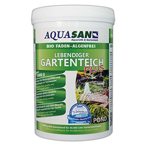 AQUASAN Bio Lebendiger Gartenteich Plus (Fördert die Wasserqualität, entfernt Fadenalgen, Schadstoffe, Schwimmteiche, Algenmittel), Inhalt:2 kg von AQUASAN Aquaristik & Gartenteich
