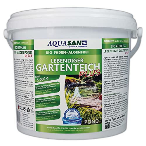 AQUASAN Bio Lebendiger Gartenteich Plus (Fördert die Wasserqualität, entfernt Fadenalgen, Schadstoffe, Schwimmteiche, Algenmittel), Inhalt:5 kg von AQUASAN Aquaristik & Gartenteich