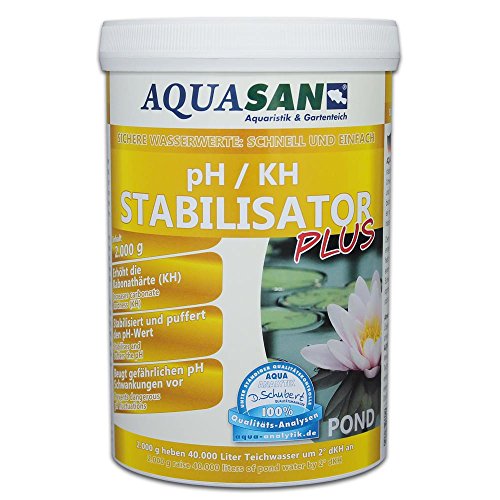 AQUASAN Gartenteich pH/KH Stabilisator Plus (Stabilisiert den KH-Wert und pH-Wert - Sorgt dabei für lebenswichtige und stabile Wasserwerte im Gartenteich), Inhalt:2 kg von AQUASAN Aquaristik & Gartenteich