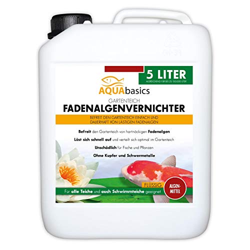 AQUAbasics Gartenteich Fadenalgenvernichter FLÜSSIG entfernt lästige Fadenalgen dauerhaft und stopp die Neubildung von Algen, Größe:5 Liter AQUAbasics Gartenteich Fadenalgenvernichter FLÜSSIG entfernt lästige Fadenalgen dauerhaft und stopp die Neubildung von Algen, Größe:5 Liter von AQUAbasic