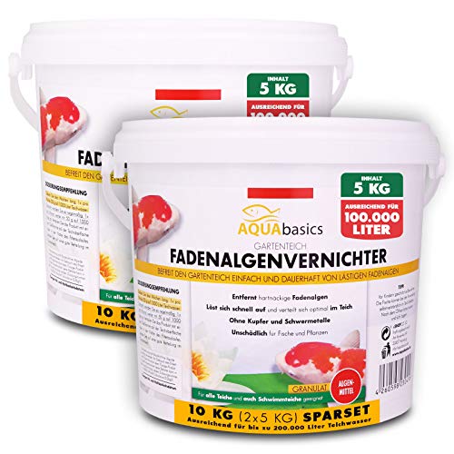 AQUAbasics Gartenteich Fadenalgenvernichter Power-GRANULAT befreit den Teich von hartnäckigen Fadenalgen dauerhaft und stopp die Neubildung von Algen, Größe:10 kg AQUAbasics Gartenteich Fadenalgenvernichter Power-GRANULAT befreit den Teich von hartnäckigen Fadenalgen dauerhaft und stopp die Neubildung von Algen, Größe:10 kg von AQUAbasic
