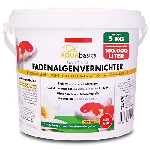 AQUAbasics Gartenteich Fadenalgenvernichter Power-GRANULAT befreit den Teich von hartnäckigen Fadenalgen dauerhaft und stopp die Neubildung von Algen, Größe:5 kg von AQUAbasic