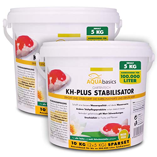 AQUAbasics Gartenteich KH-Plus Stabilisator sichert stabile und lebensnotwendige Wasserwerte im Teich - Stabile Karbonathärte sichert auch den pH-Wert, Größe:10 kg von AQUAbasic